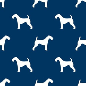 Airedale Terrier silhouette dog fabric fabric navy