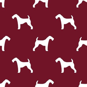 Airedale Terrier silhouette dog fabric ruby