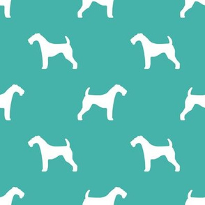 Airedale Terrier silhouette dog fabric turquoise