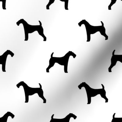 Airedale Terrier silhouette dog fabric white