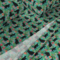 black cat fabric tropical palms summer hawaiian print - turquoise