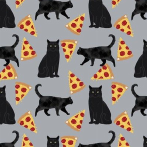 black cat fabric pizza and cats fabric cute funny cat internet cats fabric - grey