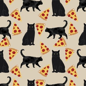 black cat fabric pizza and cats fabric cute funny cat internet cats fabric - sand