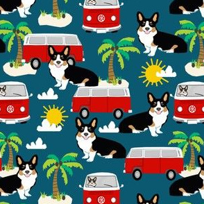 Corgi Tricolored beach dog breed fabric sapphire