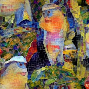 Mona Monkey Colorful Mosaic