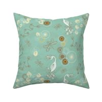 Peacocks and Dragonflies on Teal