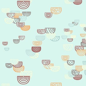 Geometric Semi-circles Seamless Repeating Pattern on Light Blue