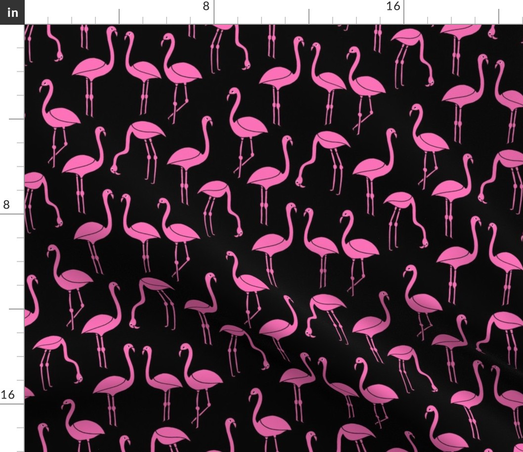 flamingo fabric // birds tropical summer andrea lauren fabric black and pink