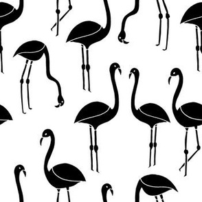 flamingo fabric // birds tropical summer andrea lauren fabric black and white