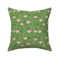 flamingo fabric // birds tropical summer andrea lauren fabric lime green and pink