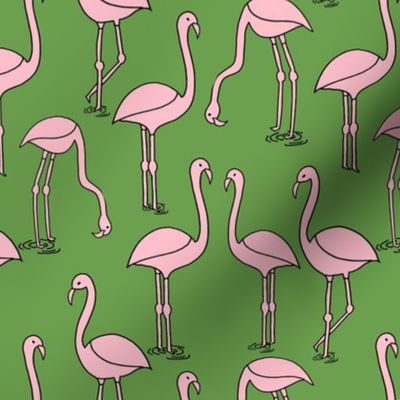 flamingo fabric // birds tropical summer andrea lauren fabric lime green and pink