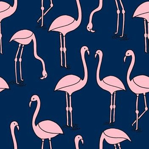 flamingo fabric // birds tropical summer andrea lauren fabric navy and pink