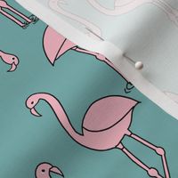 flamingo fabric // birds tropical summer andrea lauren fabric blue and pink