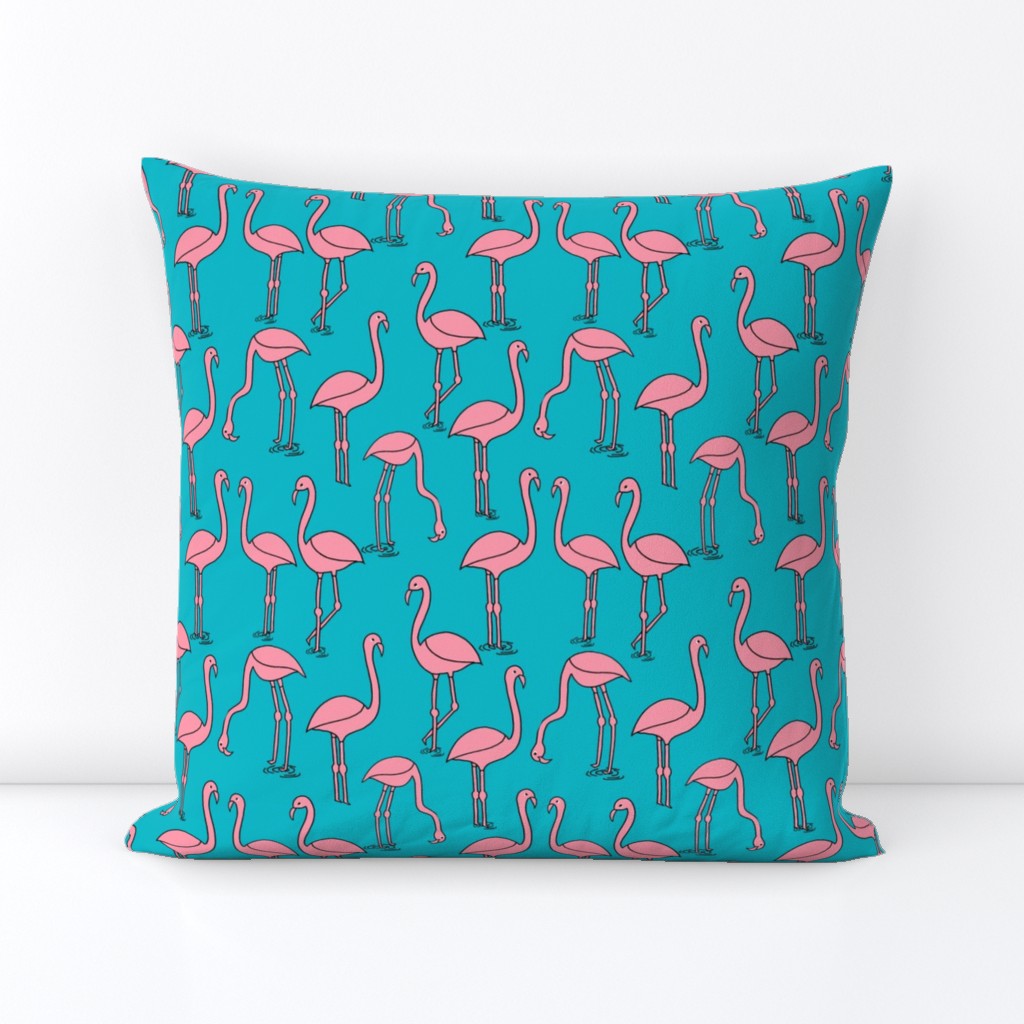 flamingo fabric // birds tropical summer andrea lauren fabric turquoise and white