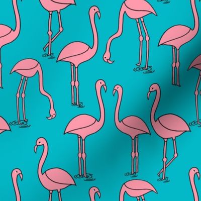 flamingo fabric // birds tropical summer andrea lauren fabric turquoise and white