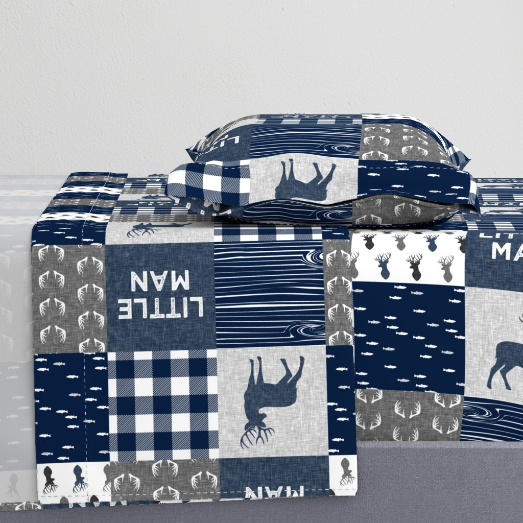 little man (90) - navy and grey (buck) quilt woodland