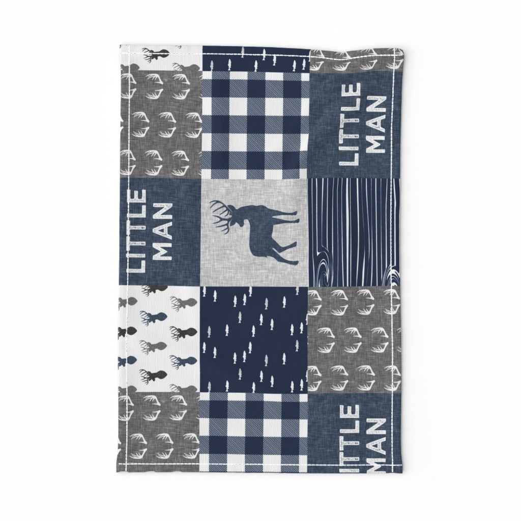 little man (90) - navy and grey (buck) quilt woodland