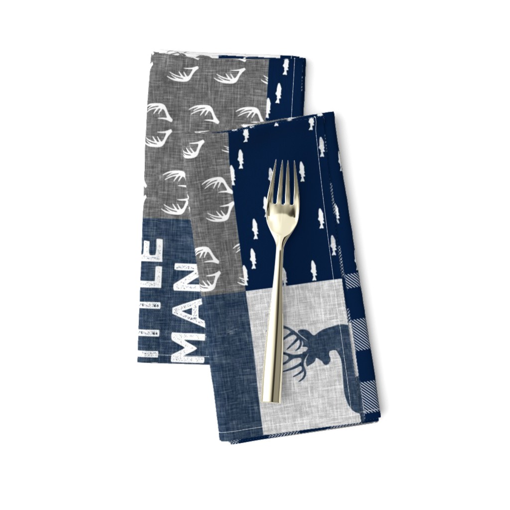 little man (90) - navy and grey (buck) quilt woodland