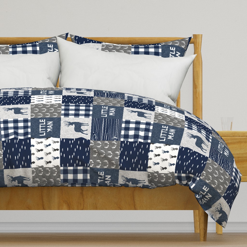 little man (90) - navy and grey (buck) quilt woodland