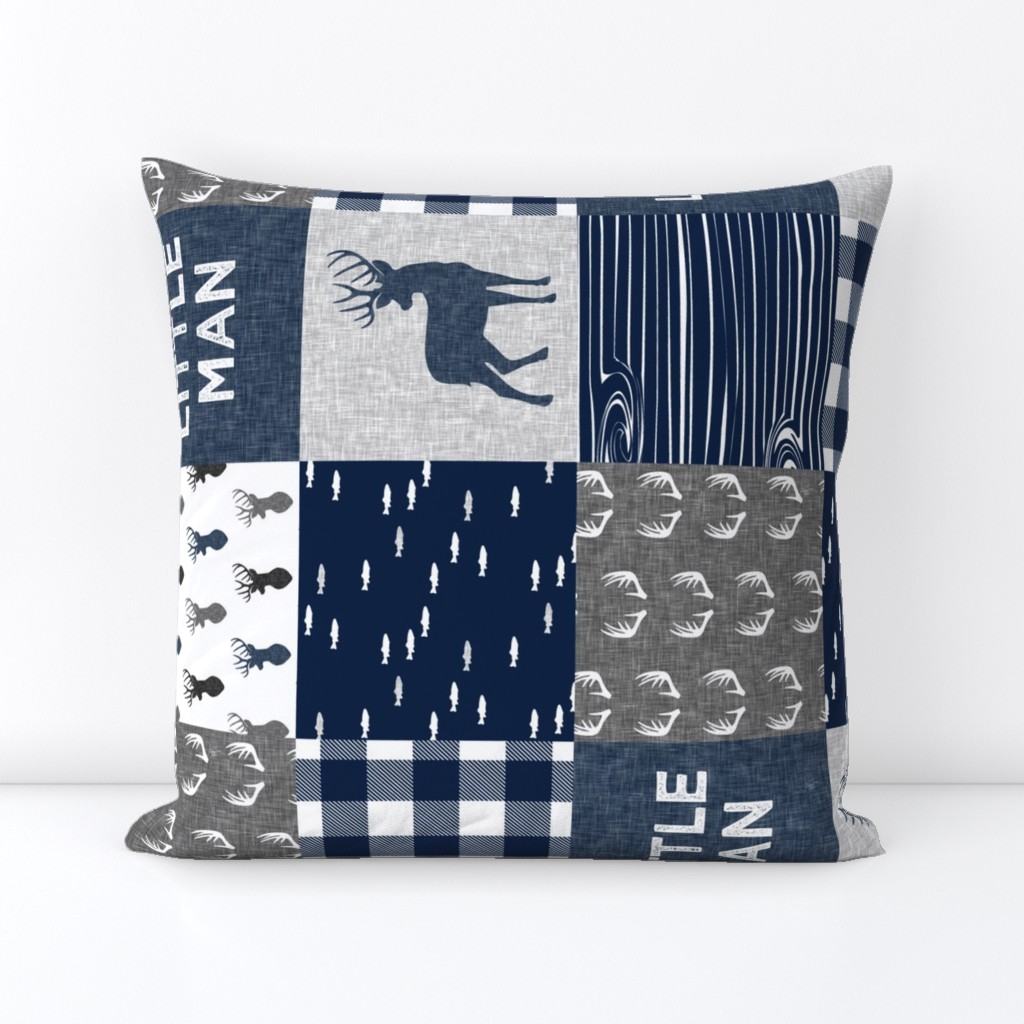 little man (90) - navy and grey (buck) quilt woodland