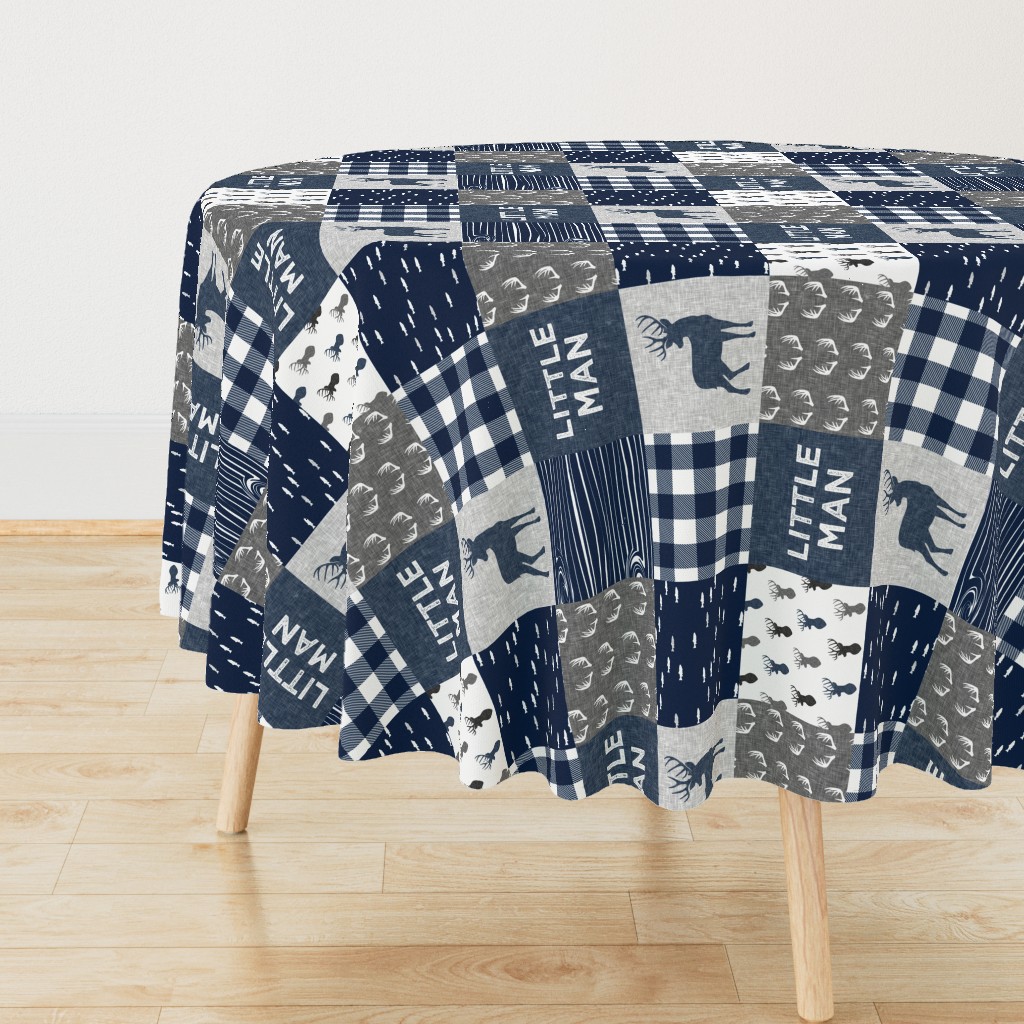 little man (90) - navy and grey (buck) quilt woodland