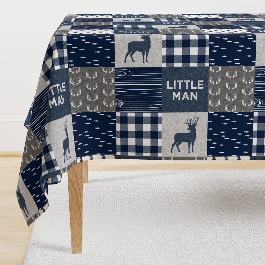 little man (90) - navy and grey (buck) quilt woodland