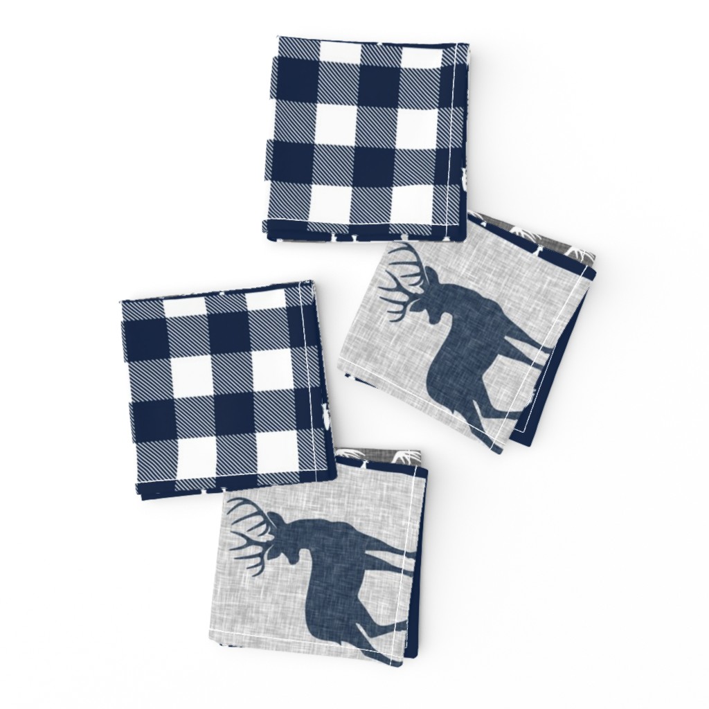 little man (90) - navy and grey (buck) quilt woodland