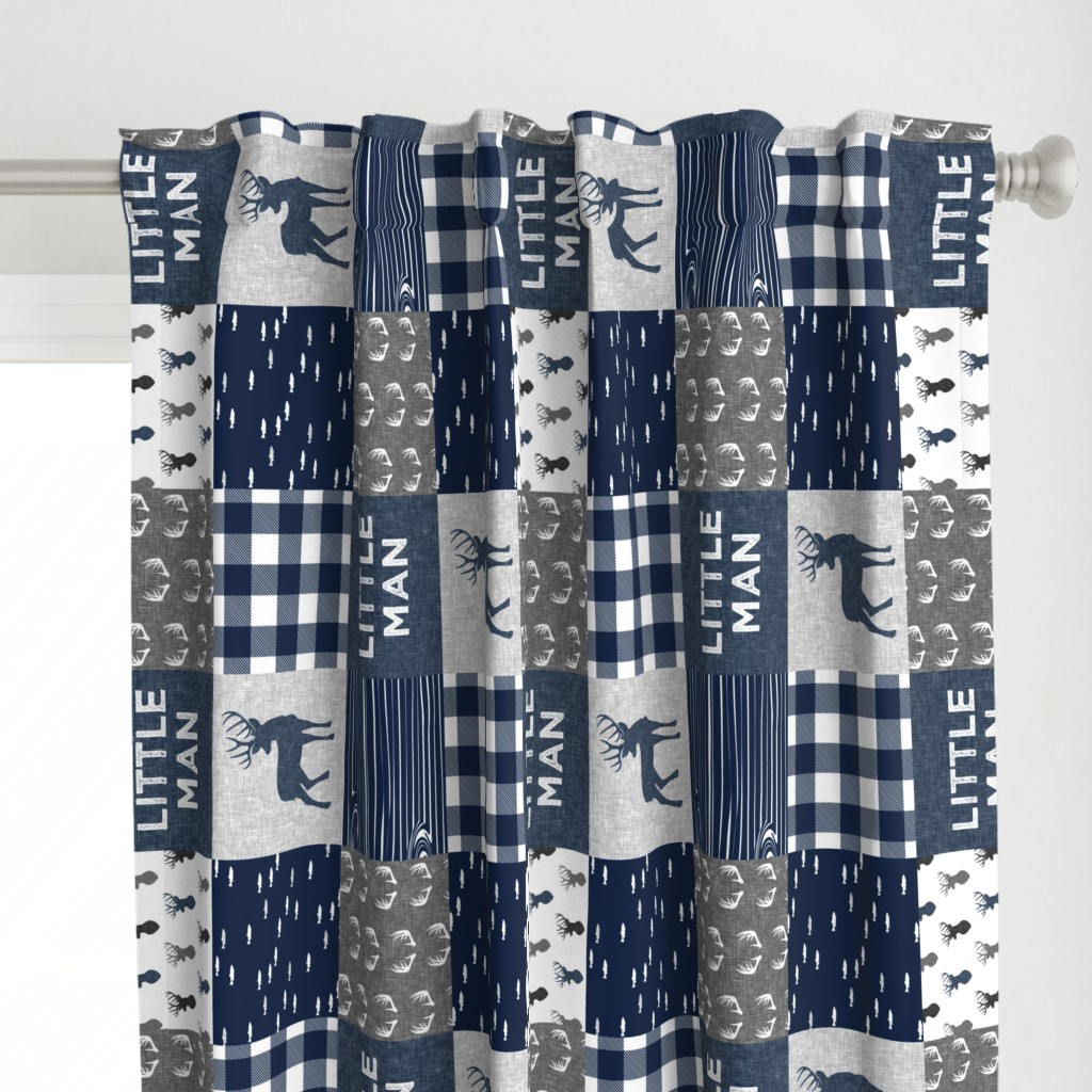 little man (90) - navy and grey (buck) quilt woodland