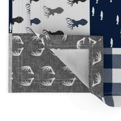 little man (90) - navy and grey (buck) quilt woodland