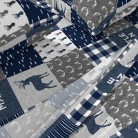 little man (90) - navy and grey (buck) quilt woodland