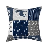 little man (90) - navy and grey (buck) quilt woodland