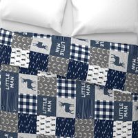 little man (90) - navy and grey (buck) quilt woodland