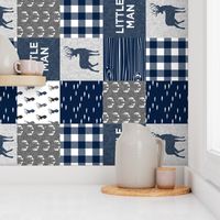 little man (90) - navy and grey (buck) quilt woodland