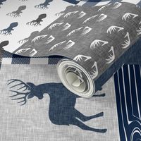 little man (90) - navy and grey (buck) quilt woodland