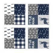 little man (90) - navy and grey (buck) quilt woodland