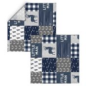 little man (90) - navy and grey (buck) quilt woodland