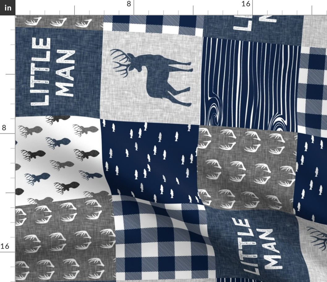 little man (90) - navy and grey (buck) quilt woodland