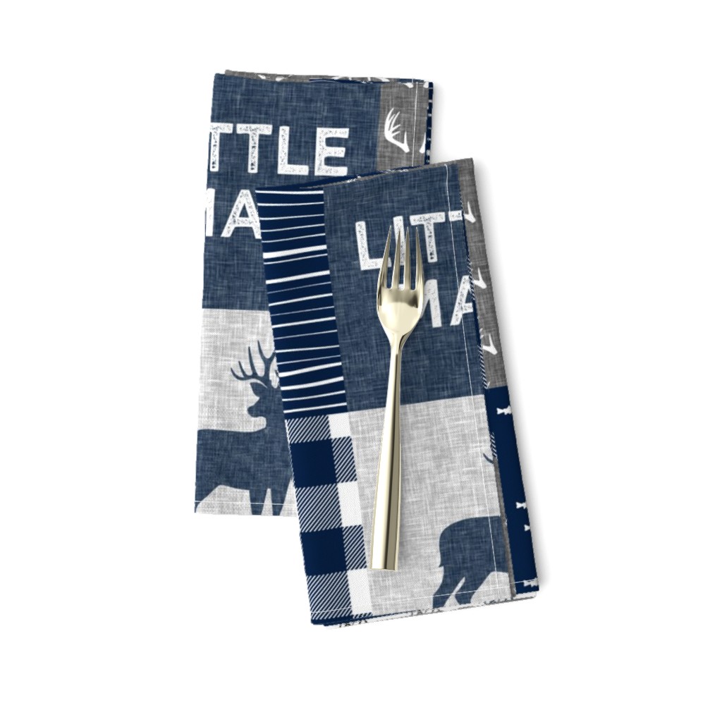 little man - navy and grey (buck) quilt woodland