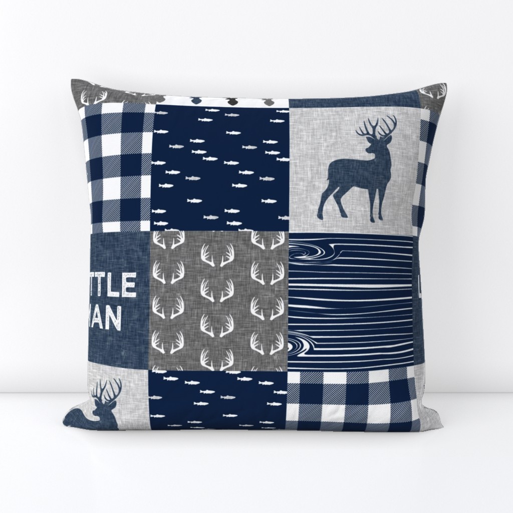 little man - navy and grey (buck) quilt woodland