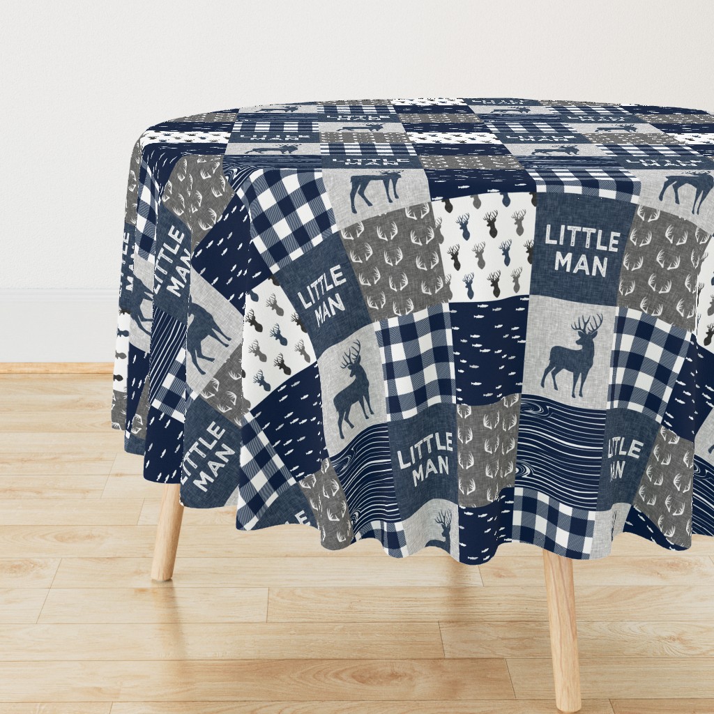 little man - navy and grey (buck) quilt woodland