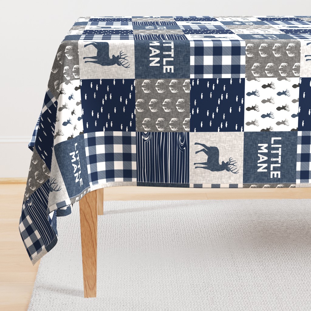 little man - navy and grey (buck) quilt woodland