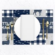 little man - navy and grey (buck) quilt woodland