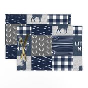 little man - navy and grey (buck) quilt woodland