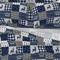 little man - navy and grey (buck) quilt woodland