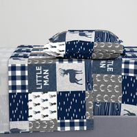 little man - navy and grey (buck) quilt woodland