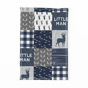 little man - navy and grey (buck) quilt woodland