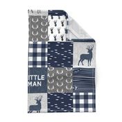 little man - navy and grey (buck) quilt woodland