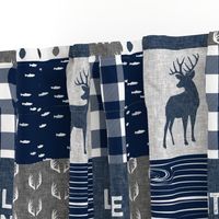 little man - navy and grey (buck) quilt woodland