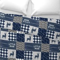 little man - navy and grey (buck) quilt woodland