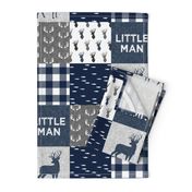 little man - navy and grey (buck) quilt woodland